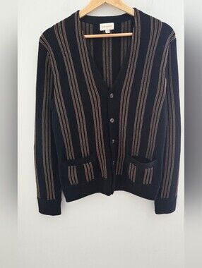 Club Monaco 100% Wool Striped Button Front Cardigan Sweater XS